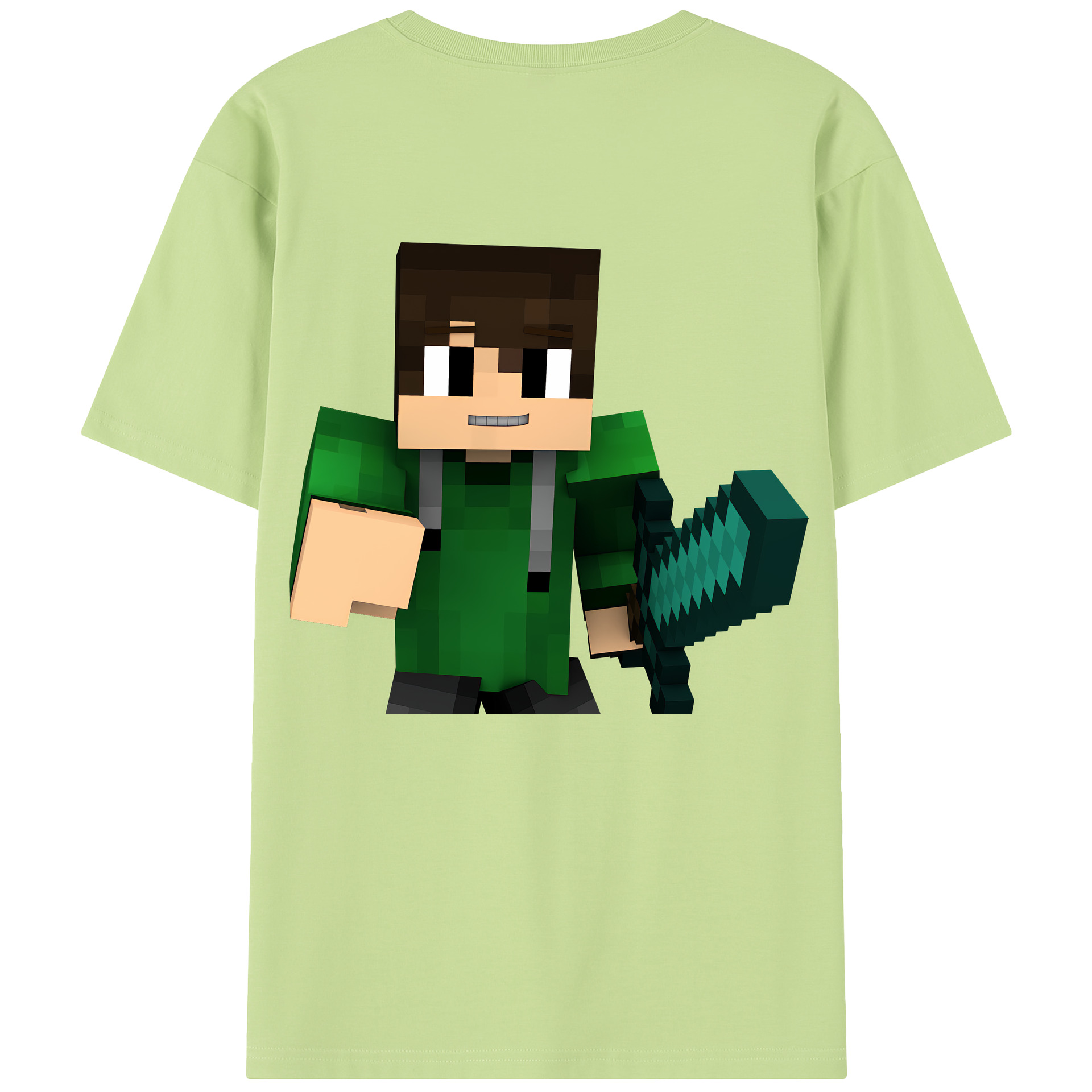 （画像用） マインクラフト ブロックの世界 Minecraft MC Block world 綿100％半袖Tシャツ（背面プリント）